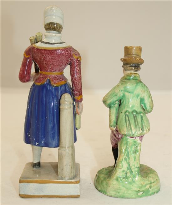 Two Staffordshire pottery theatrical figures, early 19th century, 16cm & 12.5cm